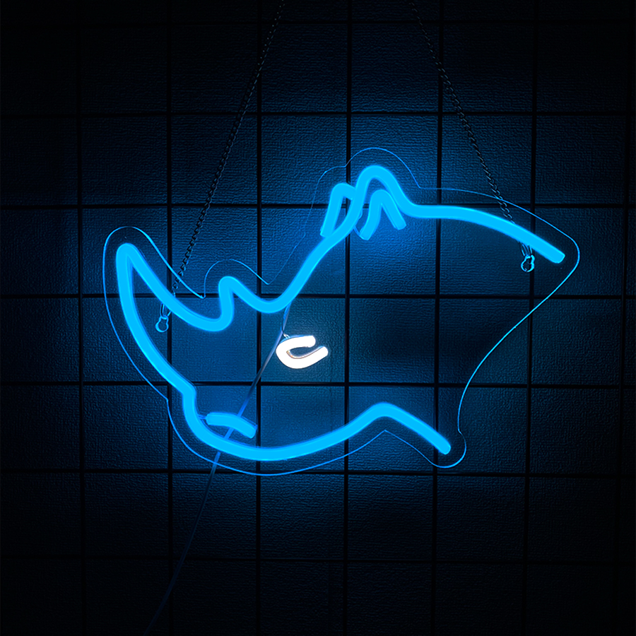 Zoo Party Games - Rhino Led Neon Sign, Animal Icon