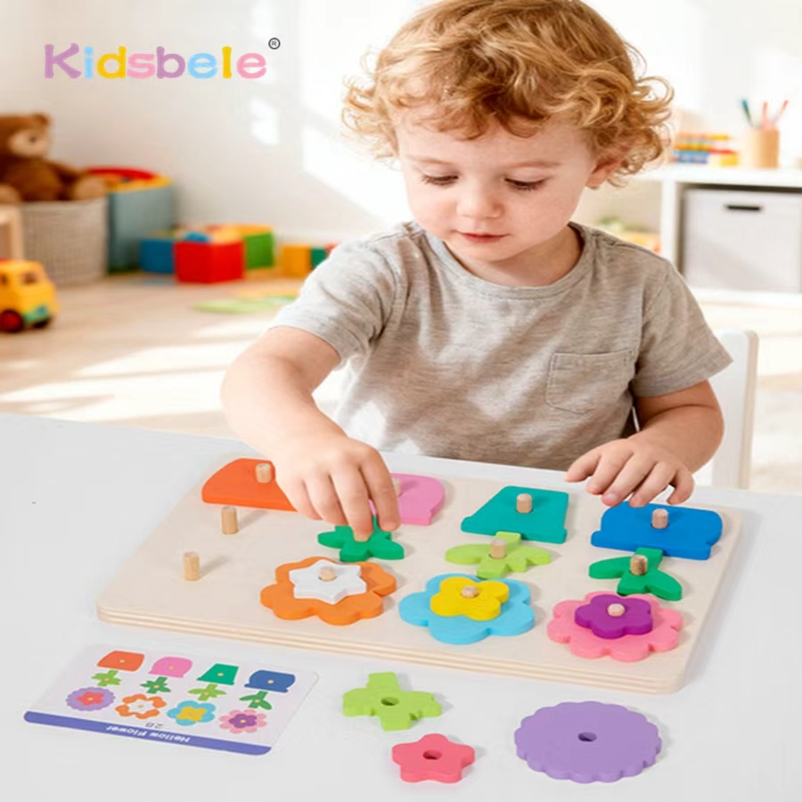 Party Games At Home - Montessori DIY Wooden Flower Puzzle Board