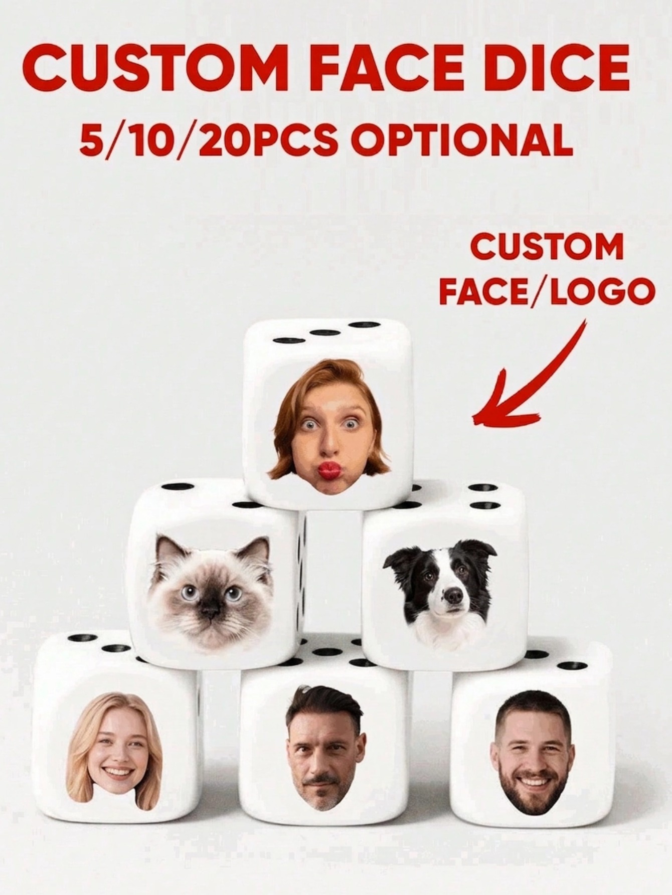 Custom Face Dice Personalized  - Party Games Christmas review and price