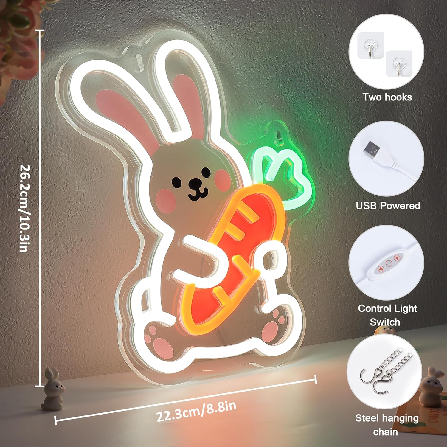 Bunny UV Neon Sign USB Dimmabl - Zoo Party Games review and price