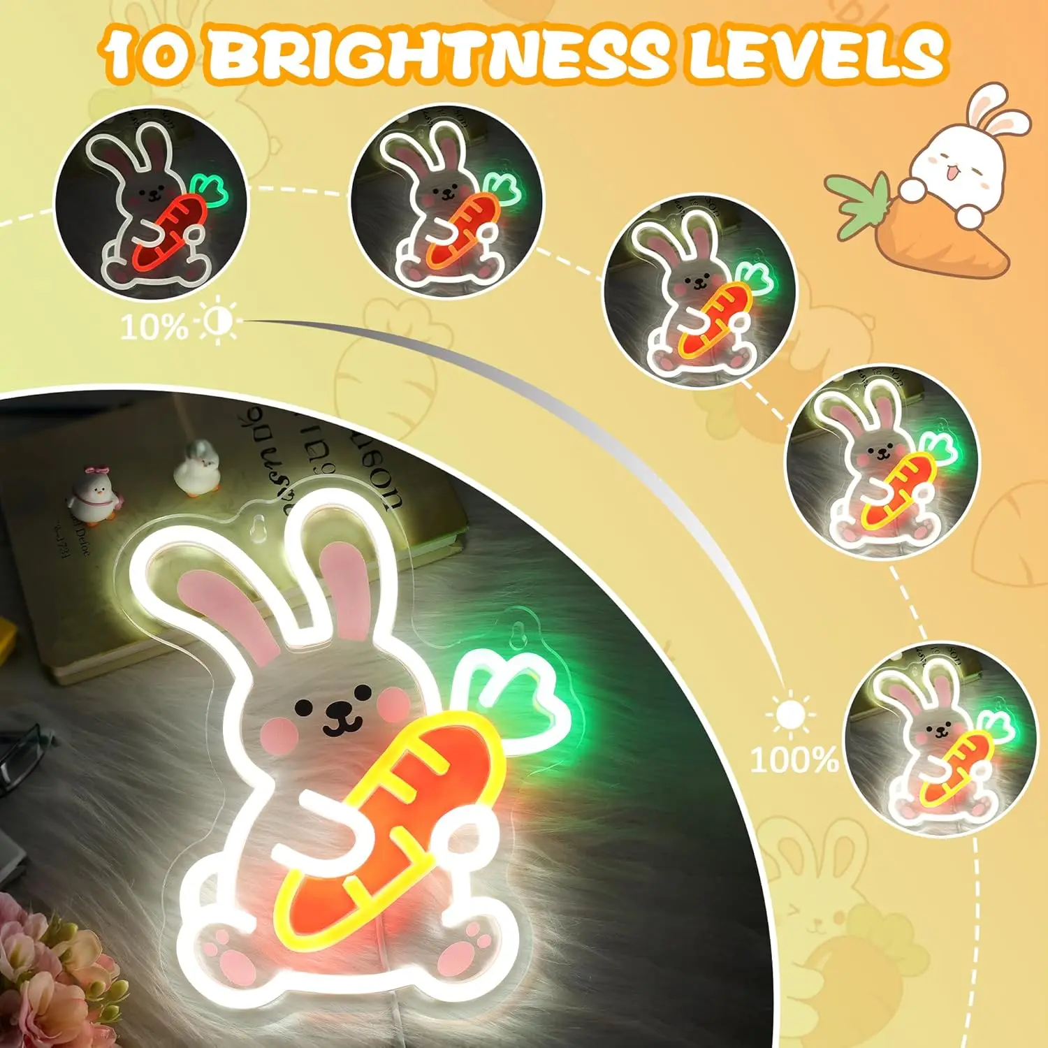 Bunny UV Neon Sign USB Dimmabl - Zoo Party Games review and price