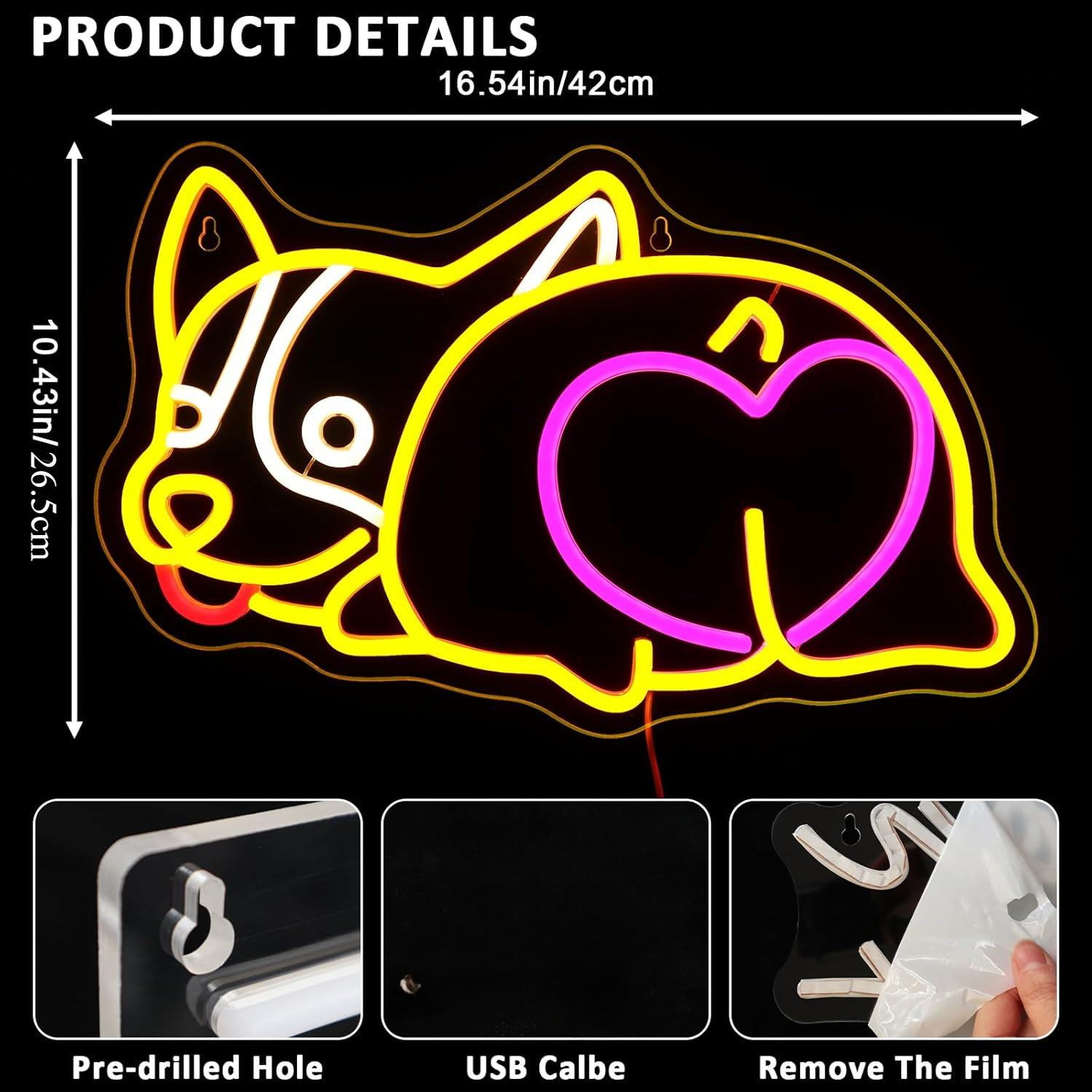 Corgie Dog Neon Sign USB Power - Zoo Party Games review and price